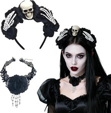 Dia de Los Muertos Haarreif Skelett Hand Halskette Blumen Gothic Haarschmuck