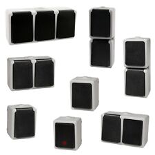 Aufputz Feuchtraum Doppel-Steckdose Kombi-Schalter TAFF IP44 Außen Keller AP