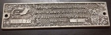 Waggonschild builders plate DDR Vetschau 1976, sehr gut, Al