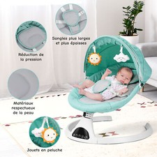 Elektrische Babywippe Babyschaukel mit Bluetooth Musik 5 Vibration Timer Grün