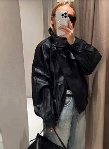 Zara damen bikerjacke leder - zara,