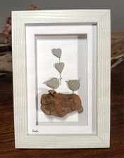 Fischlandliebe 3D Bild mit Steinen und Treibholz vom Fischland-Darß Handmade 