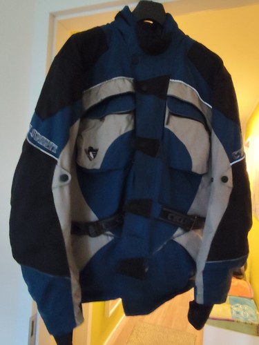 Motorradjacke blau weiß - motorradjacke, blau-weiß