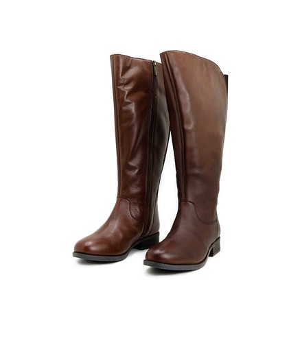 Leder weitschaftstiefel braun - leder,