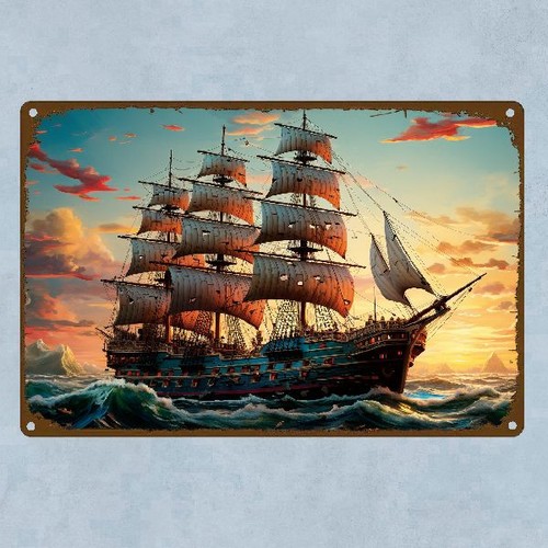 Blechschild schiff segelschiff - blechschild,