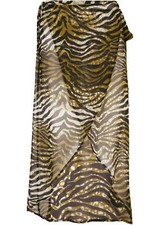 Strandrock Gr. 36/38 Schwarz Oliv Zebra Bedruckt Strand-Rock Midi Sommerrock Neu