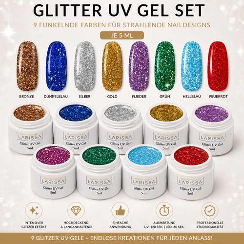 Glitter farbgel set - farbgel, 9
