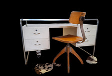 Alter Metallschreibtisch Schreibtisch Schreibschrank Schreibmöbel / Bauhaus Stil