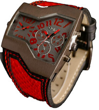 Dual Timer Herrenuhr Braun Rot