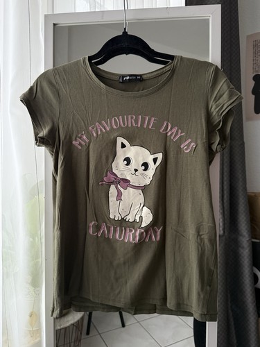 Katzen shirt dunkelgrün - in,