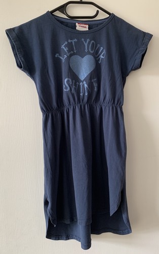 Kleid 134 140 herz blau - 134/140,