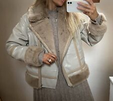 ❤️NEU BEIGE DOUBLEFACE JACKE SHEARLING JACKE WINTERJACKE AVIATOR PILOTEN BIKER