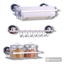 Crofton Universal-Ablage Küchenrollenhalter Hakenleiste Edelstahl Saugnäpfe