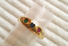 Ring echt Gold 585 mit Smaragd, Saphir, Rubin, 2 Diamanten Gr. 54 fast neu