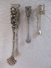 3 antike kleine Silberzangen für Zucker / Süßstoff Pillen punziert 2x 800, 835