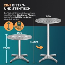 B-Ware 2in1 Stehtisch  Bistrotisch klappbar 2er Set silber Tisch Beistelltisch