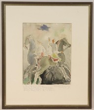 Flüchtige Begegnung Aquarell signiert Hans LEIP (1893-1983)  (BG2796)