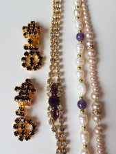 Armband Ohrringe Strass Damen Modeschmuck Set Straß Perlen