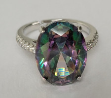 offener Ring verstellbar Gr. 55 (17,5 mm Mystik-Topas-Optik silberfarben Schmuck