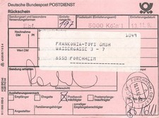 733470) Bund Rückschein aus