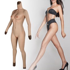 Fake Boob Silikon Brustplatte Full Bodysuit Crossdresser Vagina Höschen Large