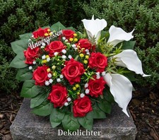 Grabgesteck Blumengesteck Grabschmuck Gesteck Kunstblumen Herz Kunstgesteck 36cm