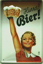 Blechschild 20x30 Hurra Bier