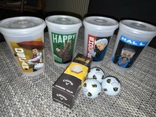 Happy Gilmore 2 Subway Becher Full Set + 3 Callaway Golfbälle NEU