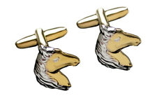 Manschettenknöpfe Pferde Kopf bicolor glänzend + MM0305 + Box