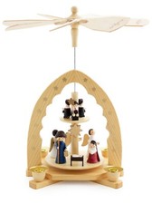 Weihnachtspyramide Holzpyramide 2-stöckig 30cm Krippenspiel mit Jesu Maria Josef