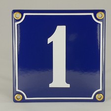 Emaille Hausnummer 1 Blau