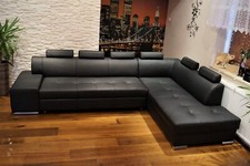 Echtleder Ecksofa Echt Leder Sofa Eckcouch mit Schlaffunktion Gesteppt Ecke