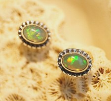 Vintage Design Ohrstecker 925er Silber Opal Feueropal Multicolor Verspielt Flash