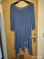 Moonshine Fashion rauchblaues Kleid im Lagenlook Gr.1 Dünner Stoff mit Zipfeln 