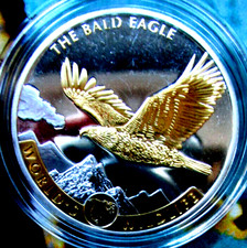 * MÜNZE Weisskopf-Seeadler 2021 * mit Teil-Vergoldung / Feingeh.999.9/20 Francs 