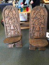 Ein PaarStühle Massivholz Afrika Kunsthandwerk Sehr Schone Und Stabil 100 Cm H