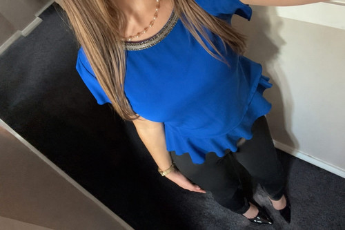 Zara basic bluse - zara, royalblau