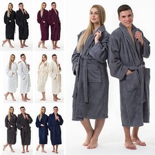 Bademantel Saunamantel mit SCHALKRAGEN UNISEX Morgenmantel 100% Baumwolle  S-3XL