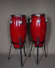 Congas Conga set 10" + 11" ; inkl. Ständer Latin Percussion holz weinrot