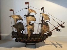 Hist. Schiffsmodell Galeone „Wapen von Hamburg“ (1669–1747), aus Holz, Takelage 