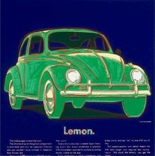 A. WARHOL:  SIEBDRUCK "VOLKSWAGEN LEMON" VON 1985 AUS DER SERIE  "ADS" 96,5x96,5