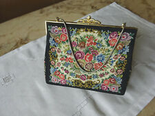 Antik Petit Point Lupenstickerei Gobelin Hand Tasche Set Abendtasche Clutch Kamm