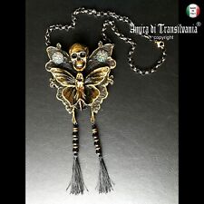 Art Deco Jugendstil Schmuck Halskette Anhänger Modeschmuck Motte Schmetterling Totenkopf