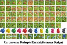 Carcassonne Grundspiel Ersatzteile - Der Fluss, der Abt, Meeple Figuren etc