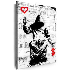 Leinwand Bilder BANKSY Graffiti Street Art Man Liebe oder Geld Kunst Wandbilder