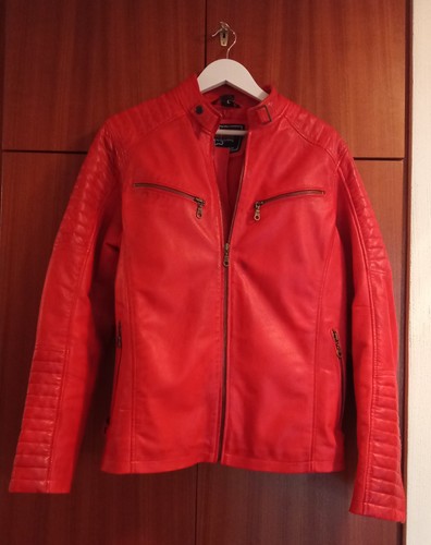 Herren bikerjacke rot aus - rot,