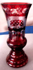 Vase Kelch 1920er Egermann rubinrot Boho Böhmisches Kristall  15,5 cm