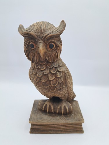 Vintage holzfigur eule - vintage,