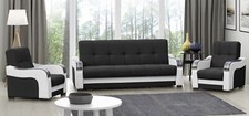 Garnitur VOLTA Schwarz Dreisitzer und Zwei Sessel Couchgarnitur
