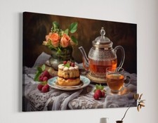 Leinwandbild Küche Tee Rosen